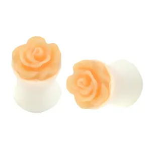 Rose Design Plug, weißer Acryl Ohr Expanded Plug, meist verkaufte Vagina Plug Piercing für Frauen