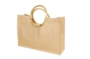 Bolsa de asas de yute laminada ecológica-cuenta con asas redondas de caña y viene con su logotipo. - Product Image 2