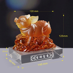 Décoration Feng Shui du Nouvel An 2024, figurine de cochon en cristal Liuli sculpté en <span class=keywords><strong>ambre</strong></span> <span class=keywords><strong>Saint</strong></span>-View - Product Image 6