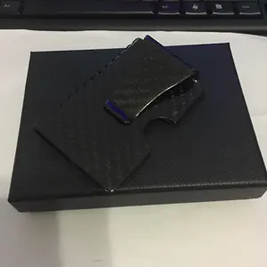 2018 Nieuwe Mode Slim Carbon Fiber Credit Kaarthouder RFID Non-scan Metalen Portemonnee Portemonnee Mannelijke Carteira Masculina Billetera