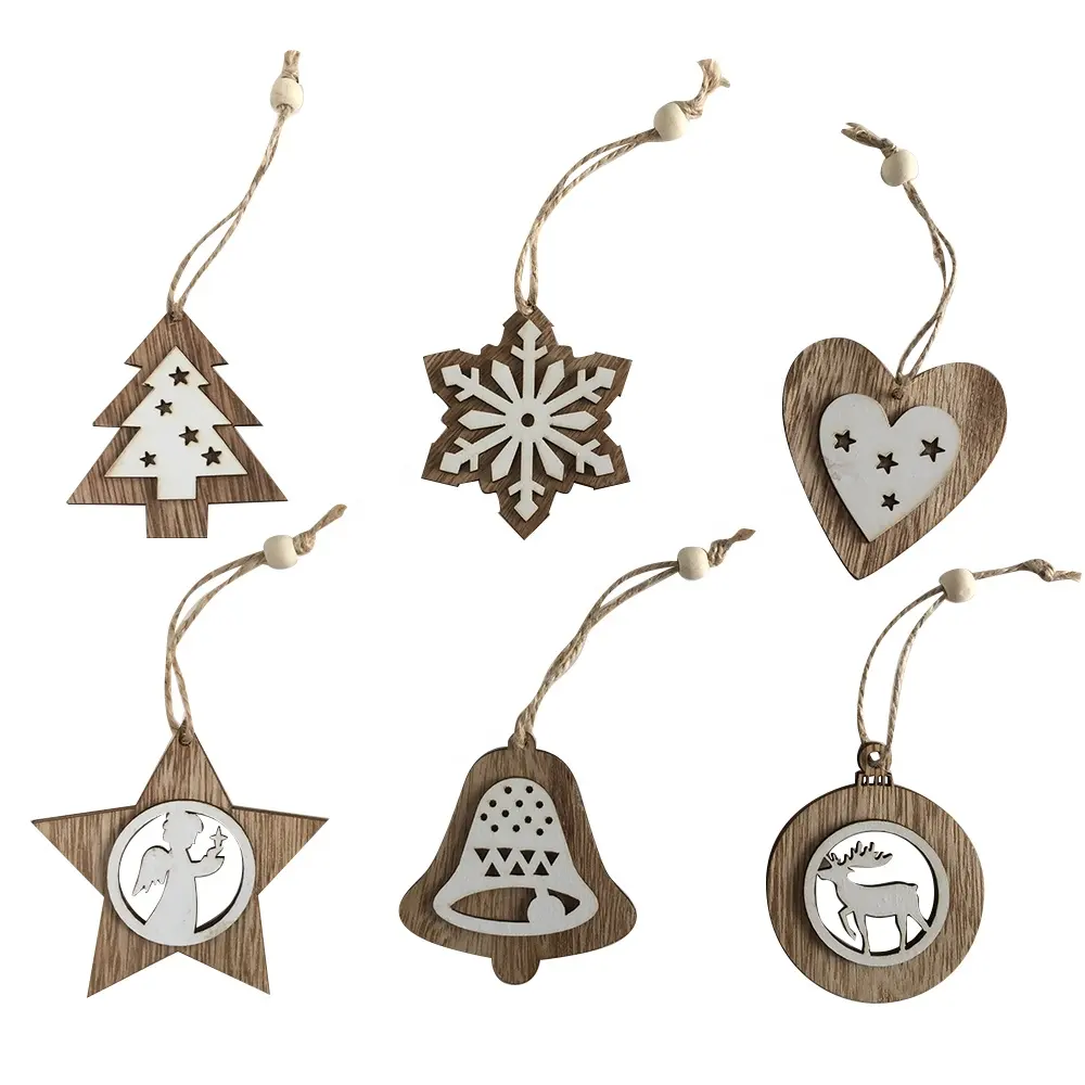 Best sale Christmas wooden nature color mini hanging ornament decoration