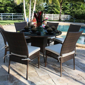Elegantes diseños de <span class=keywords><strong>muebles</strong></span> de caña de patio Juegos de liquidación Mesas redondas de comedor y sillas Venta - Product Image 2