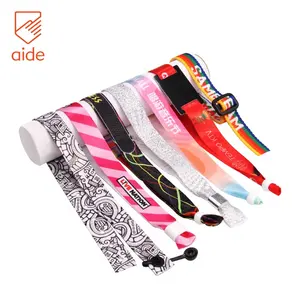 Customized All Inclusive Slide Lock Festival Woven Wristbands Textile Bracelet Woven wristband With Lock for events