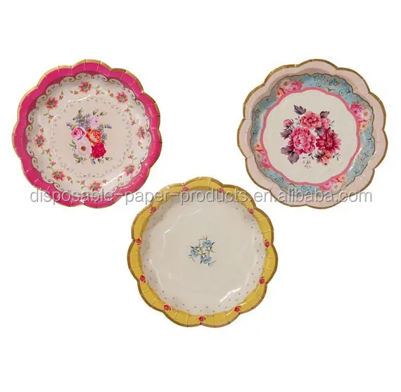 charming vintage style party plates party vintage chic 3 designs 8 pcs 7 inch