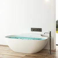 Luxe unieke rok pure white optioneel gat vrijstaande badkamer effen oppervlak acryl hars gegoten steen standalone baden bad