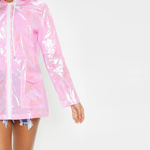 Nouvelle mode, parka <span class=keywords><strong>oversize</strong></span> à capuche imperméable à manches longues holographique, imperméable pour femmes - Product Image 6