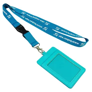 Cordão com personalizado Slap-up personalizado PU Leather ID e cartão de visita titular cinta de pescoço com ID Badge