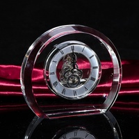 Horloge de table en cristal mécanique transparente K9 HDW en gros pour la décoration de la maison