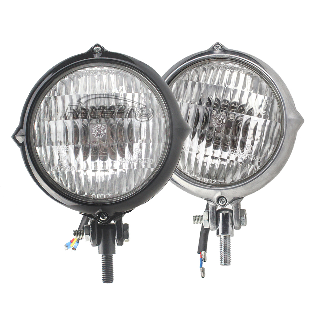 Chrome High /Low Beam Head Light Headlight Lamp Cruiser Bobber Chopper Scooter e
