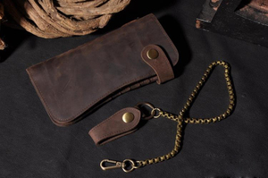 Retro <strong>UK</strong> New Design <strong>Men</strong> RFID Chain Crazy Horse Biker Phone Zipper Bag Genuine <strong>Leather</strong> Travel Long <strong>Wallet</strong> - Product Image 6