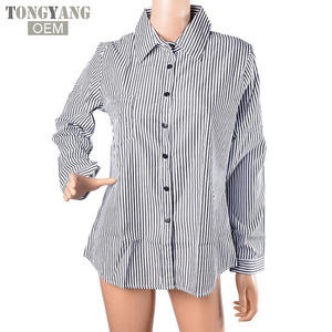Tongyang kemeja lengan panjang garis-garis wanita, blus longgar kerah lipat musim gugur, atasan kasual wanita ukuran Plus 3XL - Product Image 4