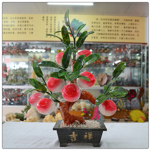 Cây Trang Trí Điêu Khắc Cây Đá Quý Pha Lê Hoa Ngọc Đào Nhỏ Phong Cách Bonsai - Product Image 2