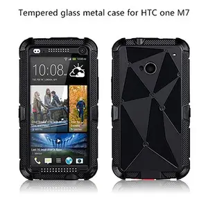 Para HTC uno M7 metal de aluminio gorilla glass funda impermeable