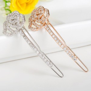 Teemi wholesale beauty new <span class=keywords><strong>rose</strong></span> gold plated luxury cubic zircon bridal wedding <span class=keywords><strong>Rose</strong></span> flower hair accessories hairpin - Product Image 6