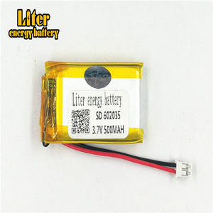 Plug <span class=keywords><strong>2</strong></span>,0-<span class=keywords><strong>2</strong></span> p <span class=keywords><strong>3</strong></span>,7 V 602035 500 mAh rechargeable LiPo battery solar Li ion polymer lithium battery with PCM - Product Image 2