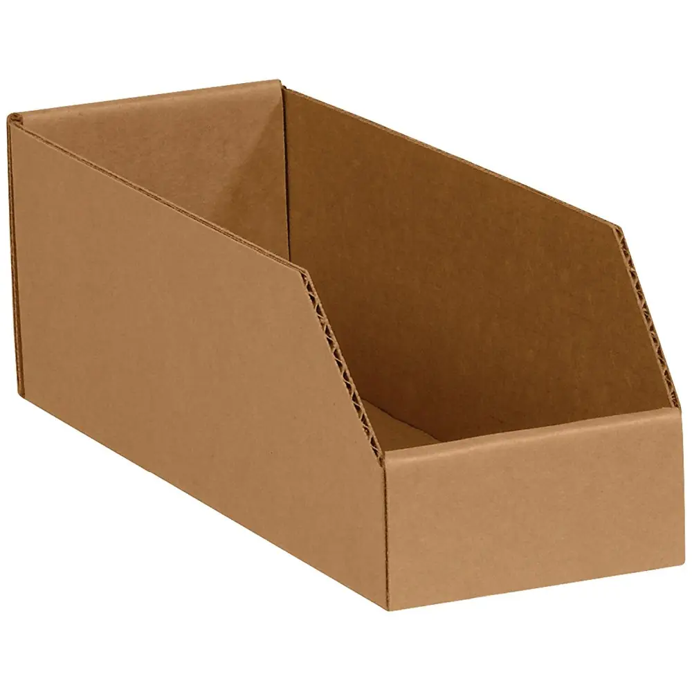 White Corrugated Paperboard Bin Box Container Displaying Tray