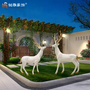 Modern home decor craft supplies fiberglass large deer statues for garden decoration