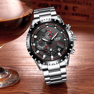 <span class=keywords><strong>Montre</strong></span> chronographe <span class=keywords><strong>LIGE</strong></span> LG9821 pour homme, entièrement en acier inoxydable, grand cadran noir, facile à lire, <span class=keywords><strong>montre</strong></span> à quartz analogique, <span class=keywords><strong>montre</strong></span> habillée pour homme - Product Image 4