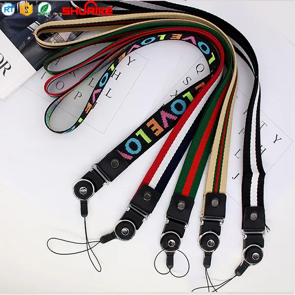 Dikke hand geweven sublimatie stof lanyard, mobiele telefoon strap hangen rond hals