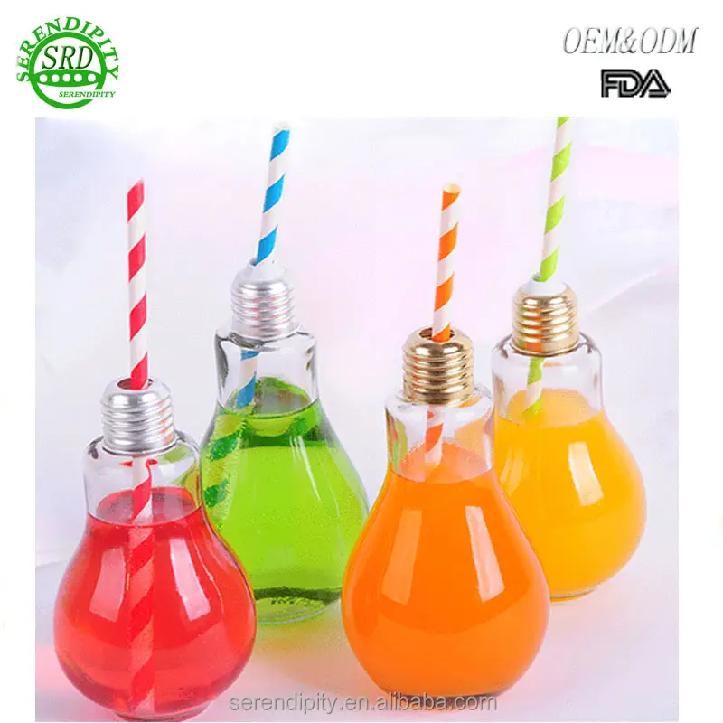 New product 100ml 200ml 250ml plastic light bulb bottle for juice beverage