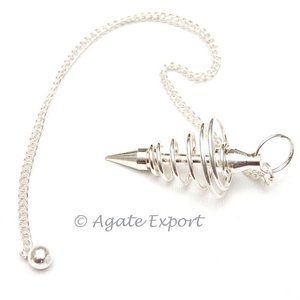 Péndulos de Metal de primavera y plata, piedra curativa de cristal - Product Image 1