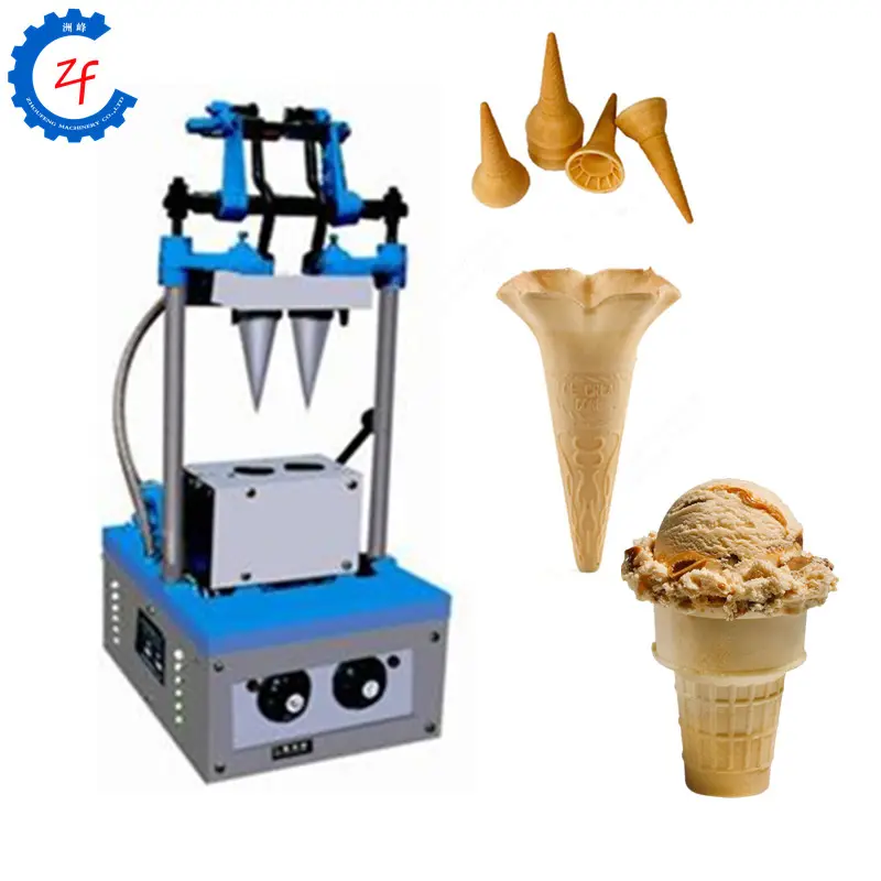 アイスクリームコーントレイメーカーを形成するアイスクリームコーンを押す2つの型