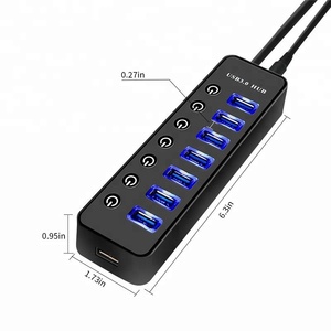 Multi <span class=keywords><strong>USB</strong></span> <span class=keywords><strong>Hub</strong></span> 30 3.0, séparateur de données 7 ports, avec commutateurs individuels, 5Gbps - Product Image 5