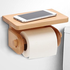 Solid Wood Toilet Roll Holder Wooden Creative wall mounted Tissue Box Tray holder