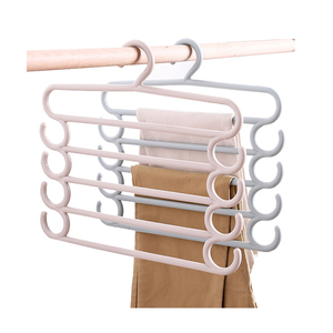 Venta caliente ahorrador de espacio S-Tipo de múltiples capas de tela pantalones de pp tela rack percha trouser Hanger Pantalones - Product Image 1
