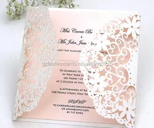 Invitación de boda con corte láser Floral romántica con cinta