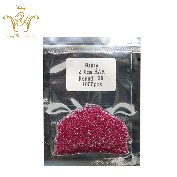 Ruby pedra preciosa corindo sintética cor de rosa 2mm