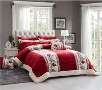 Mewah 100% Polyester Biasa Flanel Selimut 7 Pcs Set dengan Motif Bunga