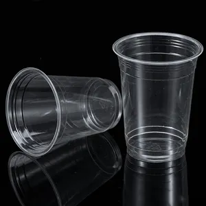 일회용 차가운 마시는 컵 플라스틱 PLA 투명 컵 뚜껑 생분해 성