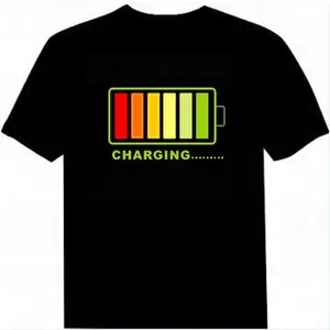 100% cotton battery charging led shirt sound active equalizer T-shirt