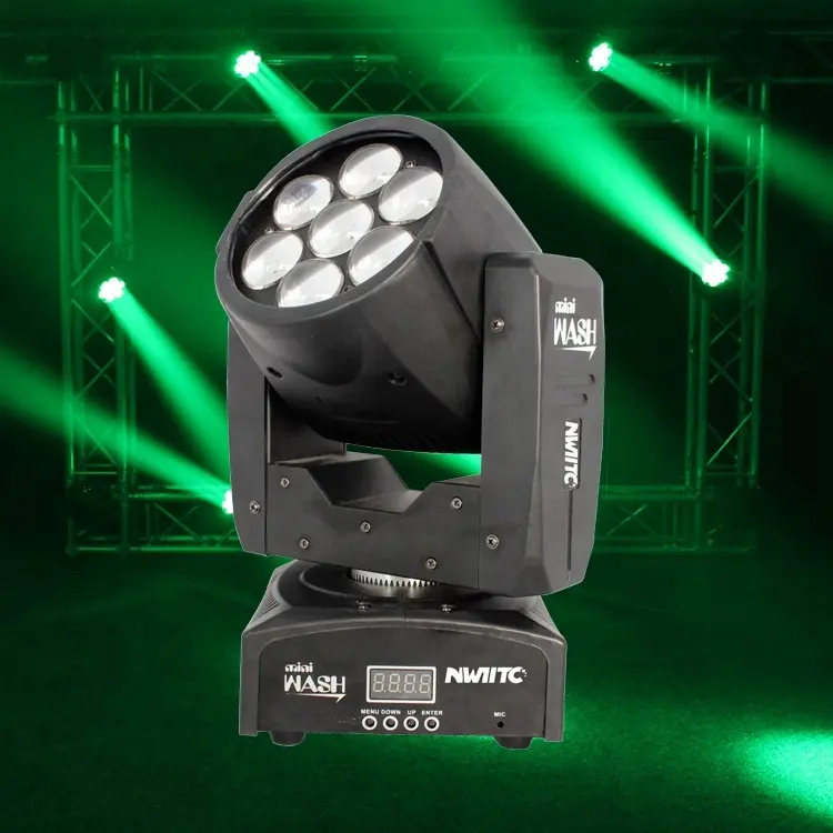 Luz de escenario para fiesta DMX, rgbw, 4 en 1, 7x12w, zoom, cabezal móvil led