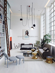 Lujo Llevó <span class=keywords><strong>Las</strong></span> Luces hotel <span class=keywords><strong>restaurante</strong></span> comedor decorativo nórdico moderno ALAMBRE NEGRO/blanco aluminio lámpara colgante - Product Image 4