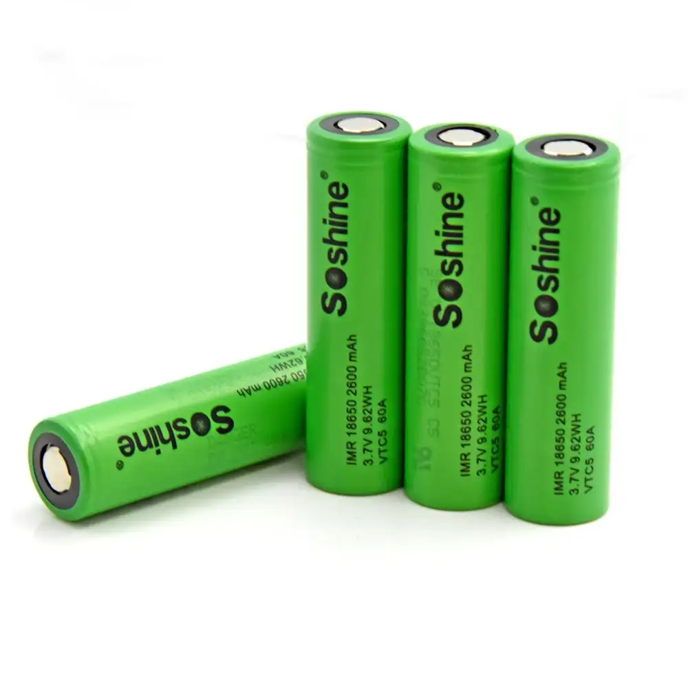 IMR 18650 Soshine VTC5 60A 2600mAh Flat Top High-Drain Battery