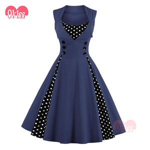 9 beso <span class=keywords><strong>Mujeres</strong></span> Más El Tamaño de Lunares Oscilación 50 s Vintage Vestido Retro - Product Image 1
