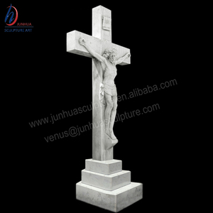 Lápida de Mármol Blanco <span class=keywords><strong>con</strong></span> Cruz y <span class=keywords><strong>Flores</strong></span> para <span class=keywords><strong>Cementerio</strong></span> - Product Image 2