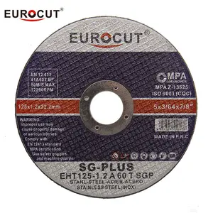 EUROCUT Cakram Pemotong, Alat Pemotong Gerinda INOX Standar Eropa 5 Inci