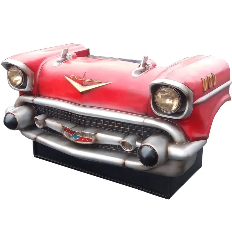 Industrial Vintage Head Car Shaped Table Bar Counter Furniture Design Red Color For Office Reception Counter