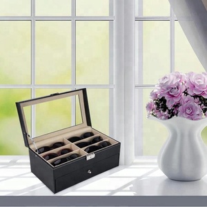 Cofanetto Portatile in Pelle per 12 <span class=keywords><strong>Occhiali</strong></span> con Cassetto e Serratura, Organizzatore e Espositore - Product Image 6