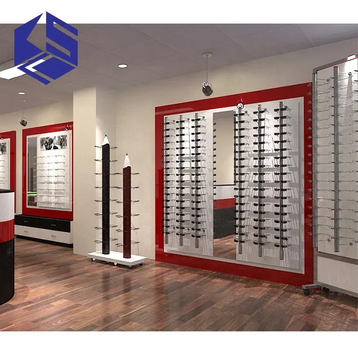 Optik mağaza iç tasarım gözlük mağazası mobilya ahşap gözlük teşhir standı satılık