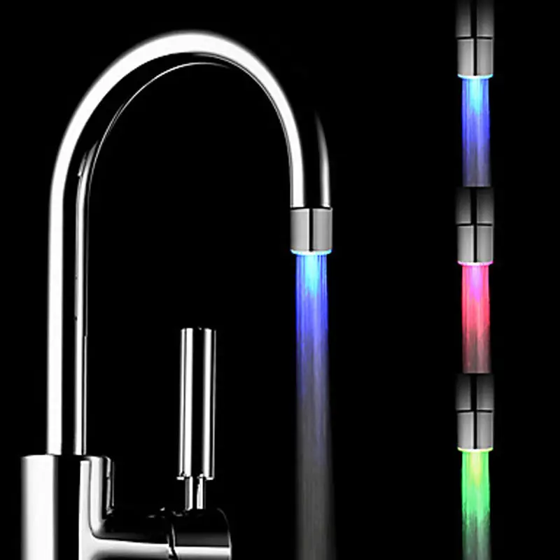 3สี RGB Glow ไม่มีแบตเตอรี่เซ็นเซอร์อุณหภูมิอัตโนมัติห้องอาบน้ำฝักบัวนำก๊อกน้ำประปาสำหรับบ้าน