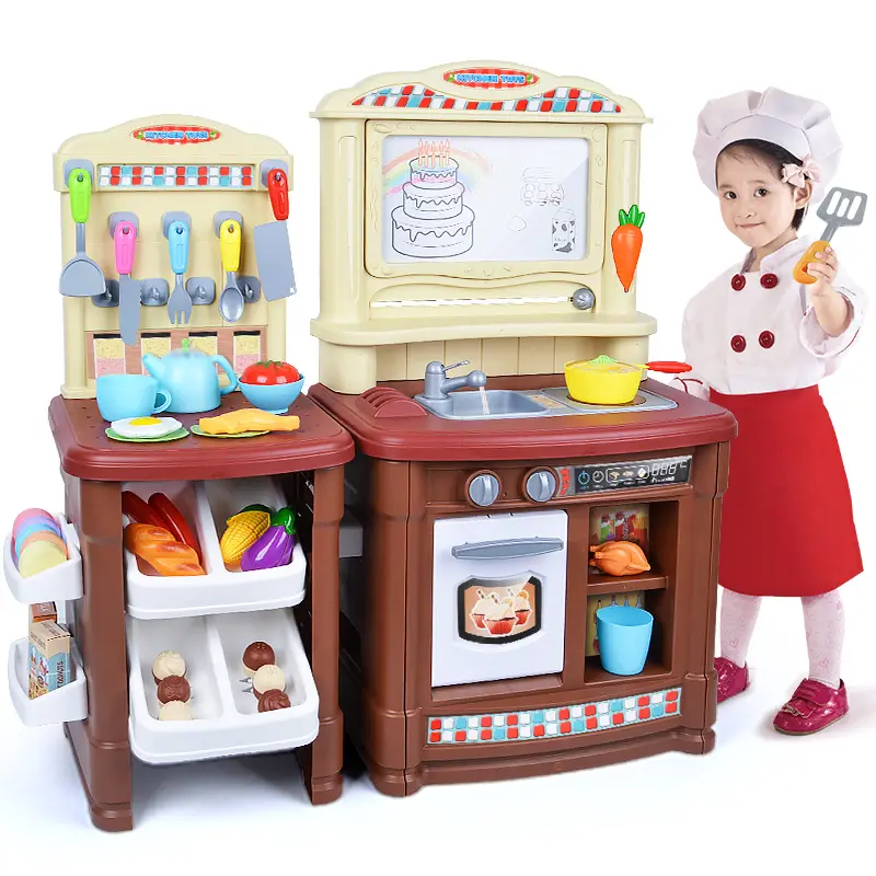 Juguetes Pretend Play Voorschoolse Educatief Speelgoed Luxe Game Meisjes Jongens Spelen Voedsel Sound Light Kids Keuken Set Speelgoed