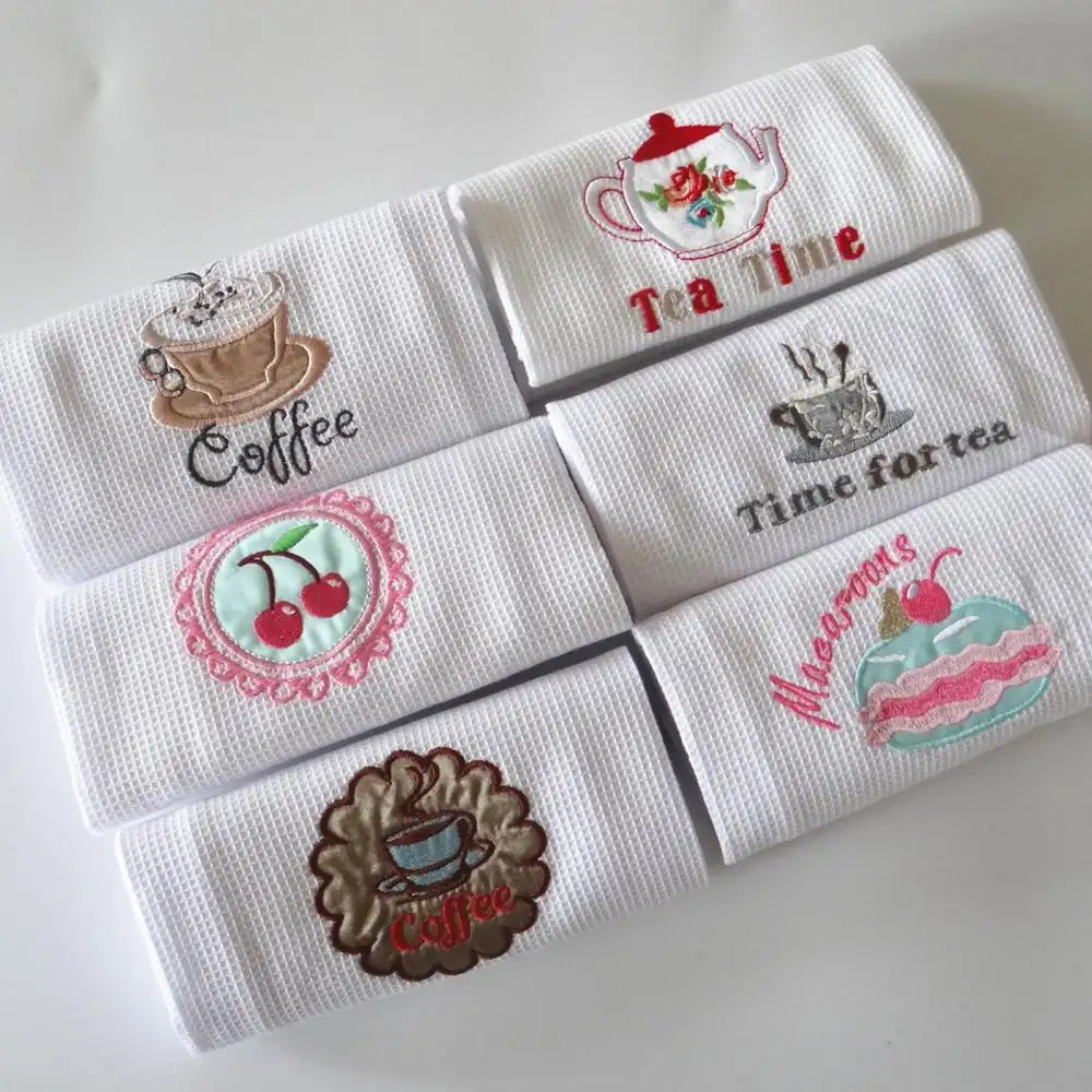 Fashion Cotton Friendly Home Kitchen Tea Towel Embroidery Napkin