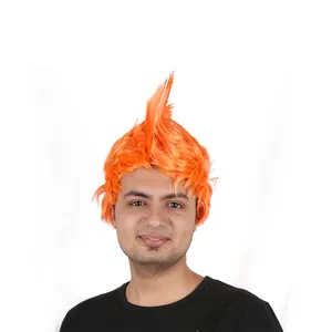 fashion cheap orange synthetic hair cock style fan wigs