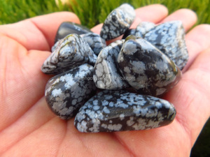 Piedras preciosas al por mayor alabastro bulk tumbled Snowflake Obsidian piedras curativas pulido grava cristal - Product Image 4