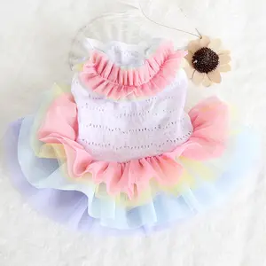 2019 New rainbow cake princess dog dress, new spring summer pet clothing for medium puppy dogs