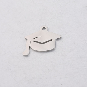 Pendentif en acier inoxydable pour la fabrication de bijoux, accessoires pour pendentif, chapeau de garçon, en forme de casquette, porte-bonheur, 16x29mm - Product Image 2